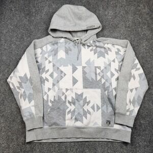 Hooey Hoodie Mens 2XL Gray Aztec Print Kangaroo Pocket Fleece Sweatshirt Western